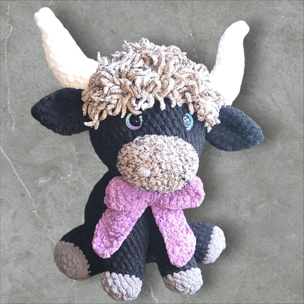 Adorable Plush Bull Toy with Pink Scarf